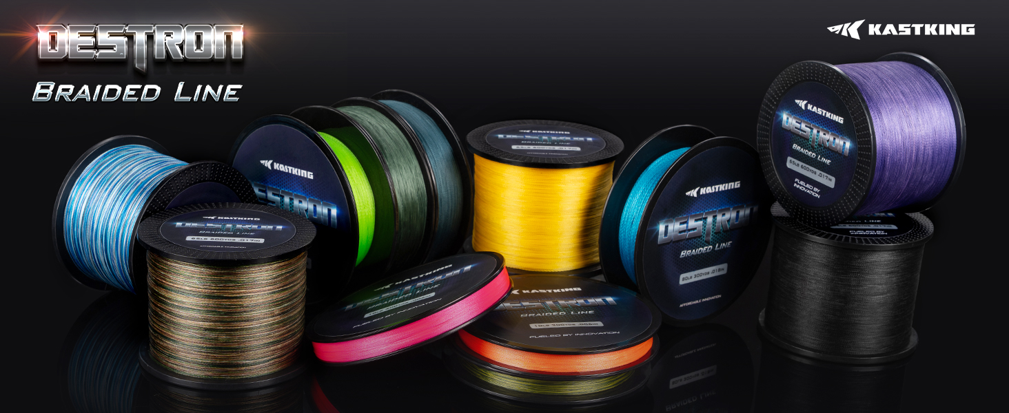 KastKing Destron braided fishing line, bass fishing gear, colorful fishing line spools