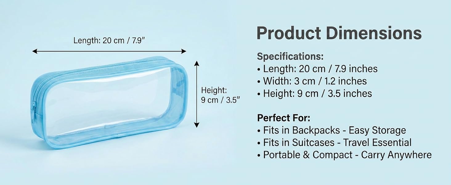 Blue PVC Zipper Pencil Bag