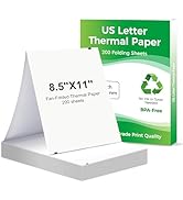 Bagana Thermal Printer Paper 8.5 x 11, 200 Sheets US Letter Size Quick-dry Fan-folded Continuous ...