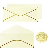 30 Pack #10 Business Envelopes with Gold Border and Stickers, 9.49x4.13 Inch Self Seal Standard E...