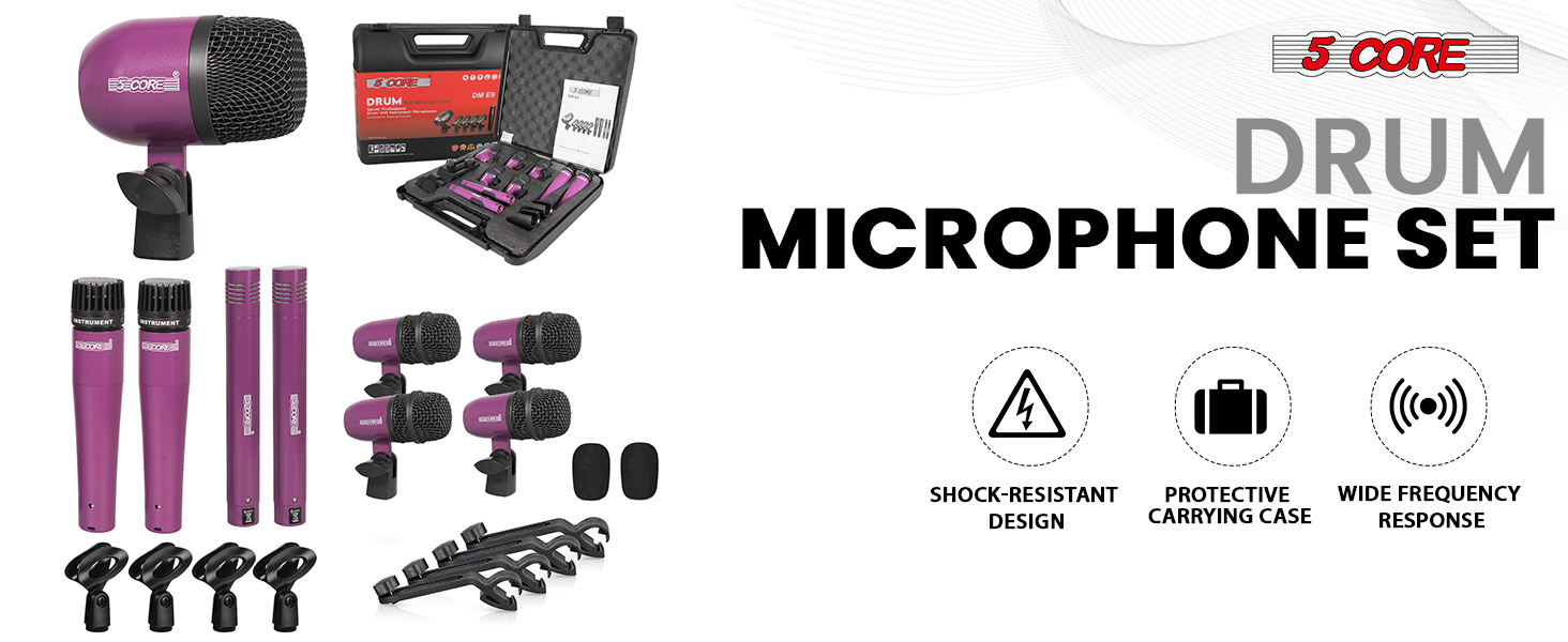 drum mic kit drum microphone set 7 piece drum set drum mic set recording studio kit percussion mic