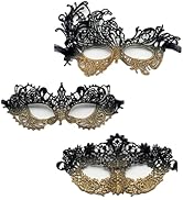 TFTSR Masquerade Masks for Women Couples,Men Mardi Gras Mask,Girls Black Gold Lace Costume,Adults...