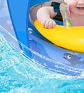 HYRIXDIRECT Baby Pool Float with Canopy Removable UPF 50+ UV Protection, 6-36 Months Babies Pool ...