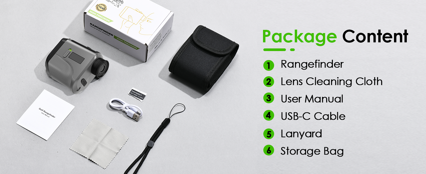 What&amp;#39;s in the box? Rangefinder Lens Cleaning Cloth User Manual USB-C Cable Lanyard Storage Bag