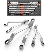 Crosstar 6Pc 8-19mm Double-Jointed Long Flex Head Ratcheting Wrench Set | 72-Teeth, Cr-V Steel,12...