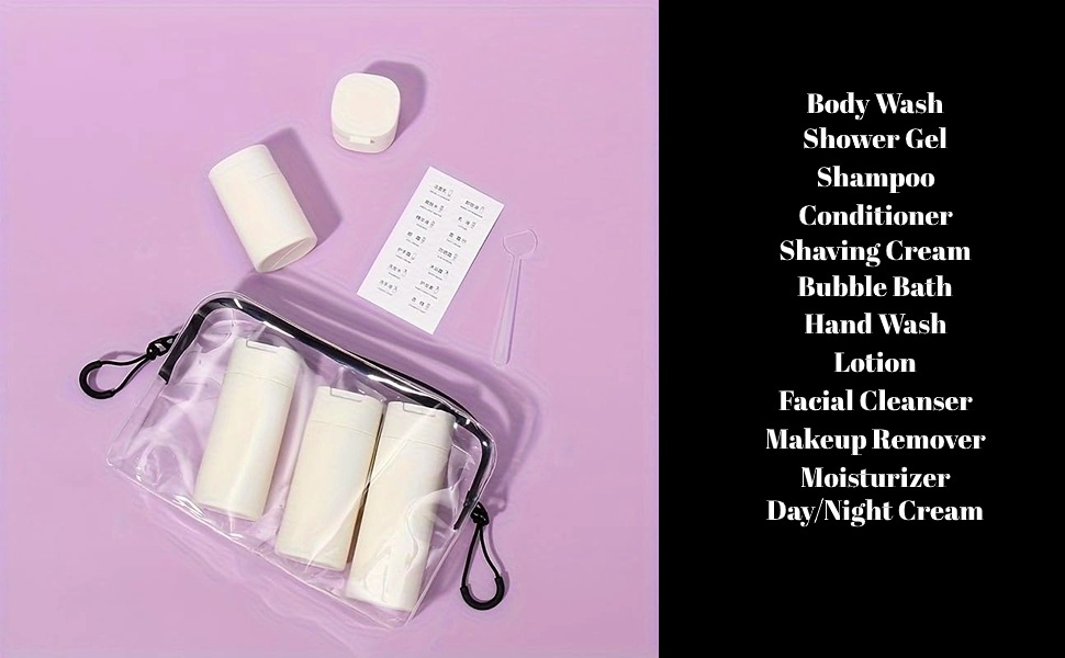 Shampoo Travel Container, travel liquid bottles, refillable travel bottles, travel bottles set