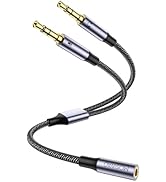 MOSWAG Headphone Splitter for Computer 3.5mm Female to 2 Dual 3.5mm Male Headset Mic Splitter Mic...
