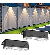 Srtyuo Solar Fence Lights Outdoor - 3 Color Modes(3000K/4000K/6000K), IP55 Waterproof Solar Light...