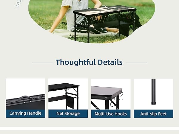 Tri-fold camping table