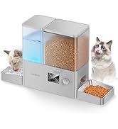 Rojeco 8.5L Pet Automatic Cat Feeder and Gravity Water Dispenser,Grey