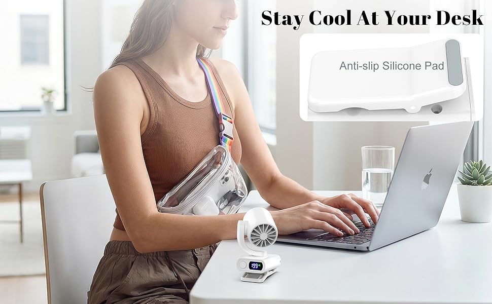 stay cool at your desk desktop fan with anti slip silicone pad