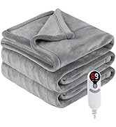 Eydna Electric Heated Blanket Throw Size 50" x 60", Super Cozy Soft with 6 Heating Levels &amp; 3 Hou...