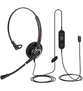 Single Side Headphone 1 Ear USB Type C Headset with Noise Cancelling Mic Boom for PC Laptop,Table...