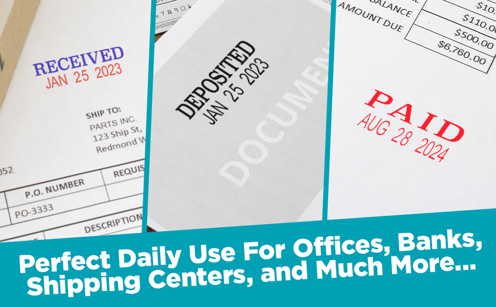 paid approved posted stamp imprint custom date stamp blue