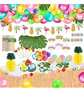 165PCS Hawaiian Luau Party Decoration, Tropical Beach Party Decorations with Balloons, Aloha Part...
