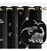 JINCHAN Dinosaur Curtains for Kids Room Silver Foil Print Thermal Insulated Curtains for Nursery ...