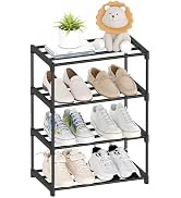 Autonomier 4 Tier Small Shoe Rack, Narrow Stackable Shoe Shelf for Kids Toddler Adult, Lightweigh...