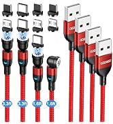 ODDADD Magnetic Charging Cable 4-Pack (Red, 1.6/1.6/3.3/3.3FT), 540° Rotating Magnetic Phone Char...