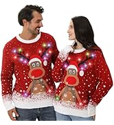 FWV Ugly Christmas Sweater Women Men 2025,Light Up Christmas Sweater for Couples,Funny Reindeer X...