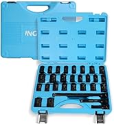 INGJER 1/2" 29PCS Drive Impact Socket Set, SAE (3/8 to 1 inch) and Metric (10-24mm) Sizes with Ex...