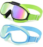 Vvinca 2pc Kids Goggles with Elastic Fabric Strap, Wide View Anti Fog UV Anti Shattered Lens for ...