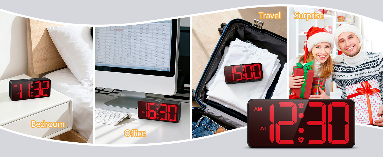 Battery Operated Digital Clock, Dual Alarm Clocks