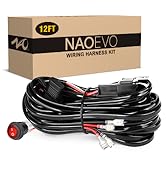 NAOEVO 12FT LED Light Bar Wiring Harness Kit 16AWG 2 Leads 12V On Off Waterproof Switch