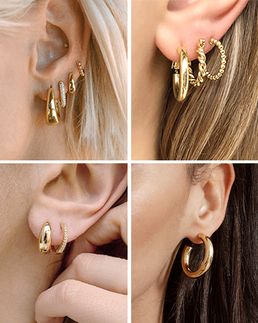 gold hoop earrings set