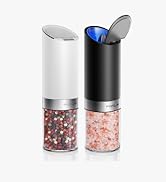 FORLIM Gravity Electric Salt and Pepper Grinder Set with Dust Cover LED Upgraded Batteries Powere...