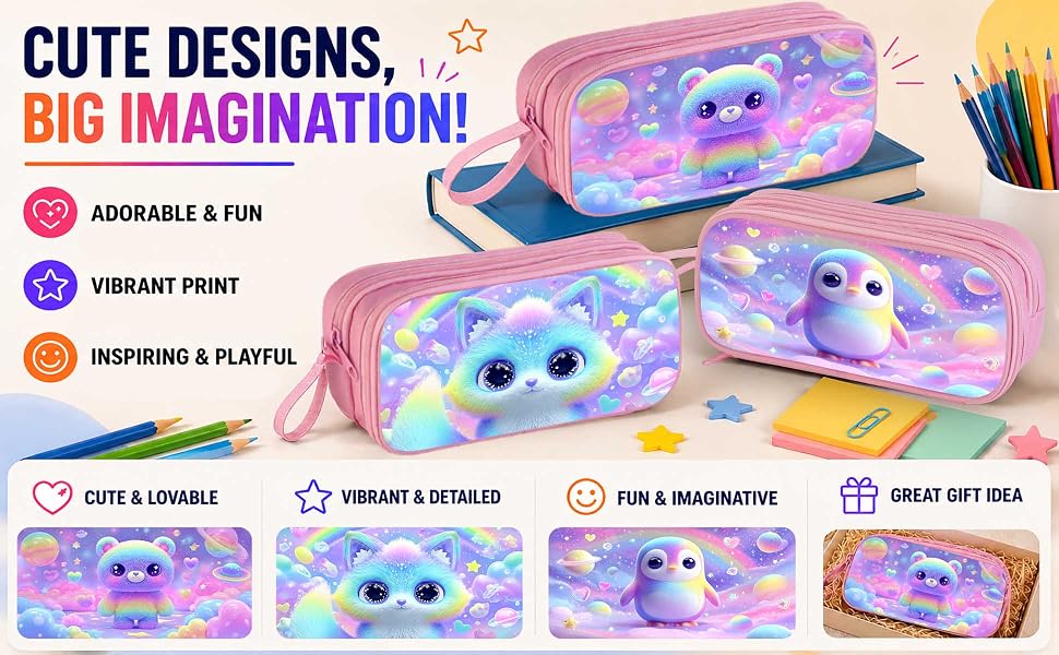 KIDS PENCIL CASE WITH ORGANIZED COMPARTMENTS