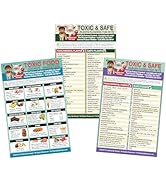 Set of 3 Fridge Magnets Toxic/Harmful &amp; Safe Foods, Toxic Plants &amp; Flowers, Toxic Foods Poison Pe...