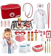 KODATEK Doctor Kit for Kids, 33 Pcs Pretend Play Medical Toys Set, Roleplay Doctor Costume, Woode...
