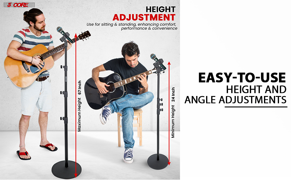 Mic Stand Floor Height Adjustable Universal Heavy Duty Microphone Stands