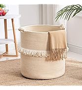 YOUDENOVA Large Woven Rope Storage Basket, Baby Nursery Hamper for Toy&amp;Clothes, Beige Decorative ...