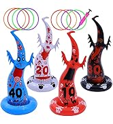 Uniqhia Halloween Games for Kids Party, Inflatable Witch Hats Halloween Ring Toss Game, Flame Gho...
