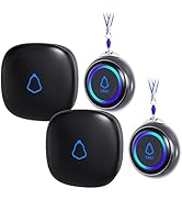 Caregiver Pager, Wireless Call Button for Seniors/Elderly at Home, 2 SOS Buttons + 2 Receivers Me...