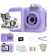 Kids Camera Instant Print, 1080P HD Dual-Lens Selfie,Toddler Digital Camera with 5 Rolls Paper &amp; ...