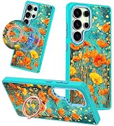 Meshine for Galaxy S24 Ultra Case,Compatible with MagSafe,360°Magnetic Ring Holder Rotation Stand...