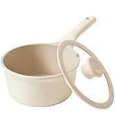 ROCKURWOK Ceramic Nonstick Sauce Pan with lid, 2.5QT Small Pot for Cooking, Stay-cool Handle, Non...