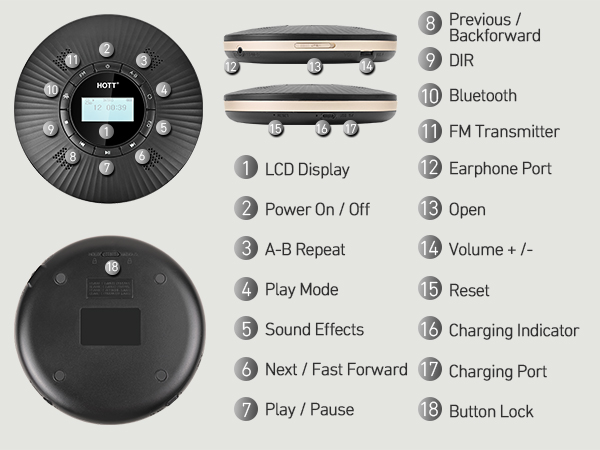HOTT CD Player Portable