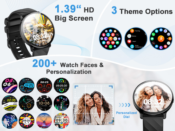1.39“ HD Big Screen 3 Theme Options 200+ Watch Faces smartwatch