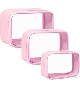 FFpaw Travel Clear Makeup Bag Set for Women, 3 Pack Travel Size Toiletry Bag with Zipper Small Ma...
