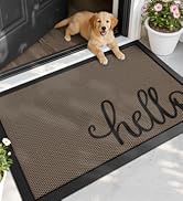 LUMI Outside Welcome Door Mat 17x30, Non Slip Durable Rubber Entrance Doormat, Low Profile Easy C...