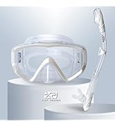 Dry Snorkel Set, Pano 3 Window Snorkel Mask, Anti-Fog Scuba Diving Goggles and Snorkel, Professio...