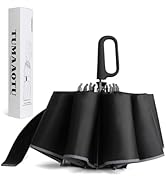 QWB TUMAAOTU Inverted Umbrella with Carabiner Handle, Wind Proof Umbrellas For Rain, 46 Inch Port...