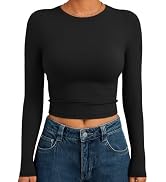Trendy Queen Womens Long Sleeve Crop Tops Basic Slim Fitted Shirts Spring Fashion Outfits 2026 Te...