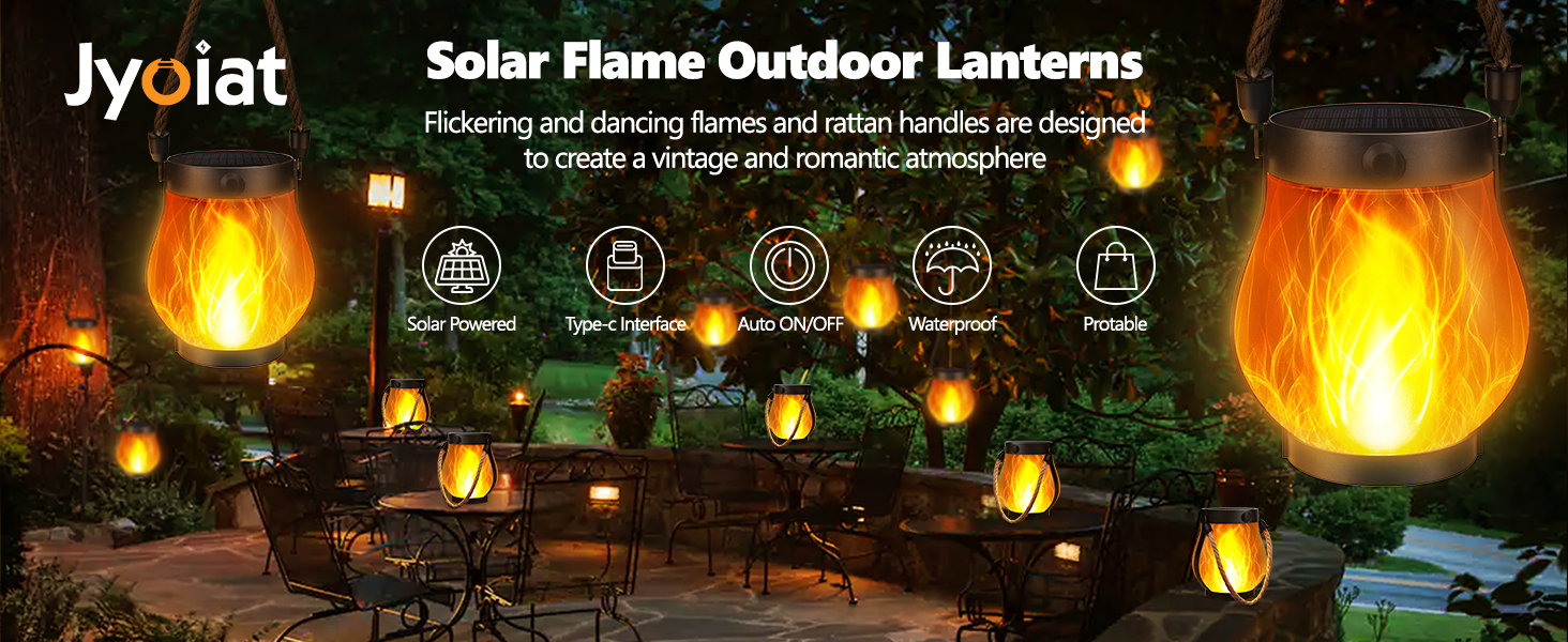 solar flame outdoor lanterns