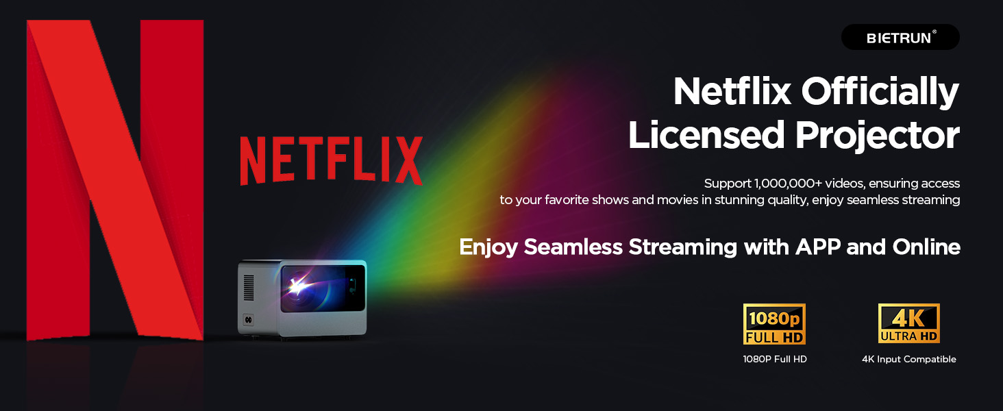 1080p 4k smart projector portable wireless indoor outdoor video projector with wifi and bluetooth