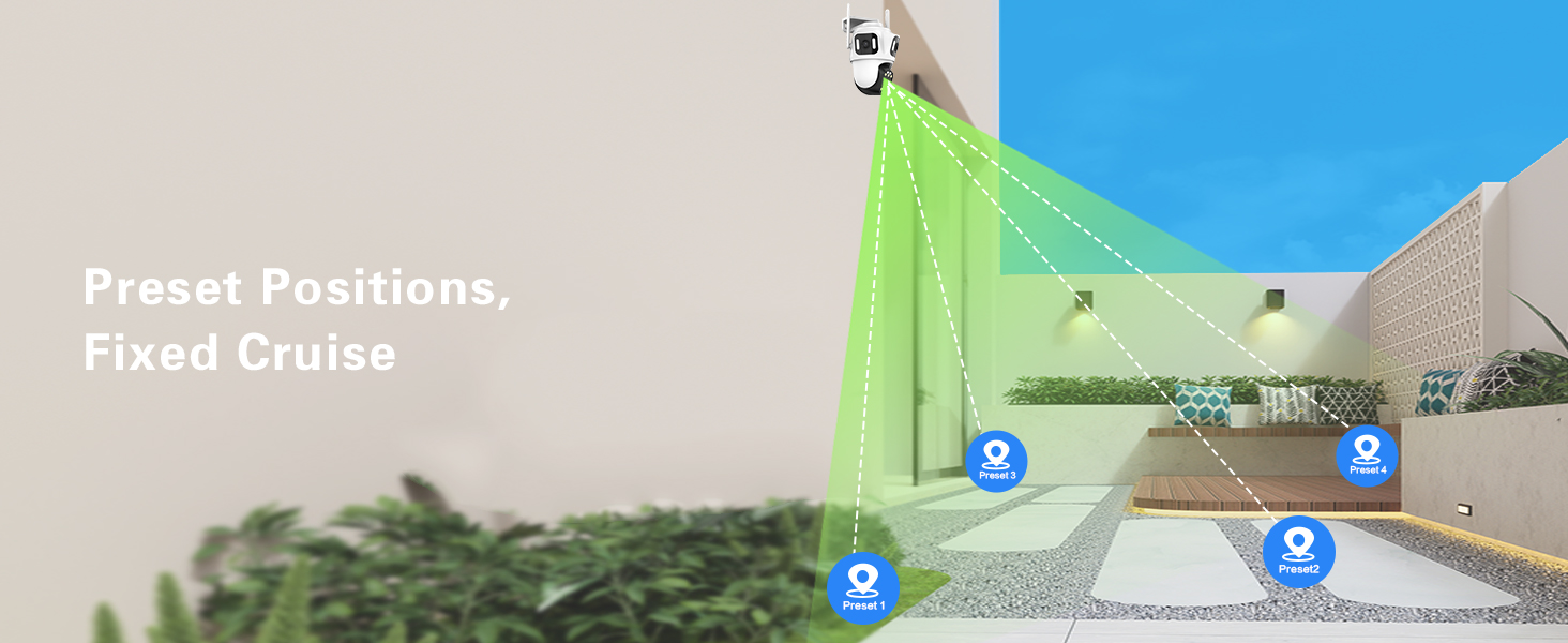 wifi security camera outdoor with preset positions, fixed cruise