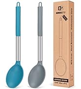 Pack of 2 Large Silicone Cooking Spoon Non Stick Solid Basting Spoons Heat-Resistant Kitchen Uten...